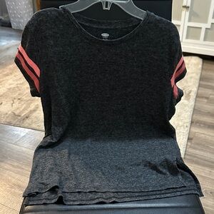 Old Navy Charcoal Tee with Pink Stripes